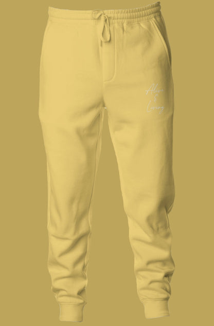 Yellow Pigment Dyed Fleece Joggers